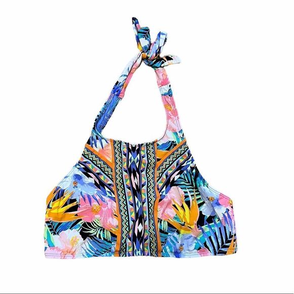 La Blanca Swim La Blanca High Neck Tropical Print Bikini Top Poshmark